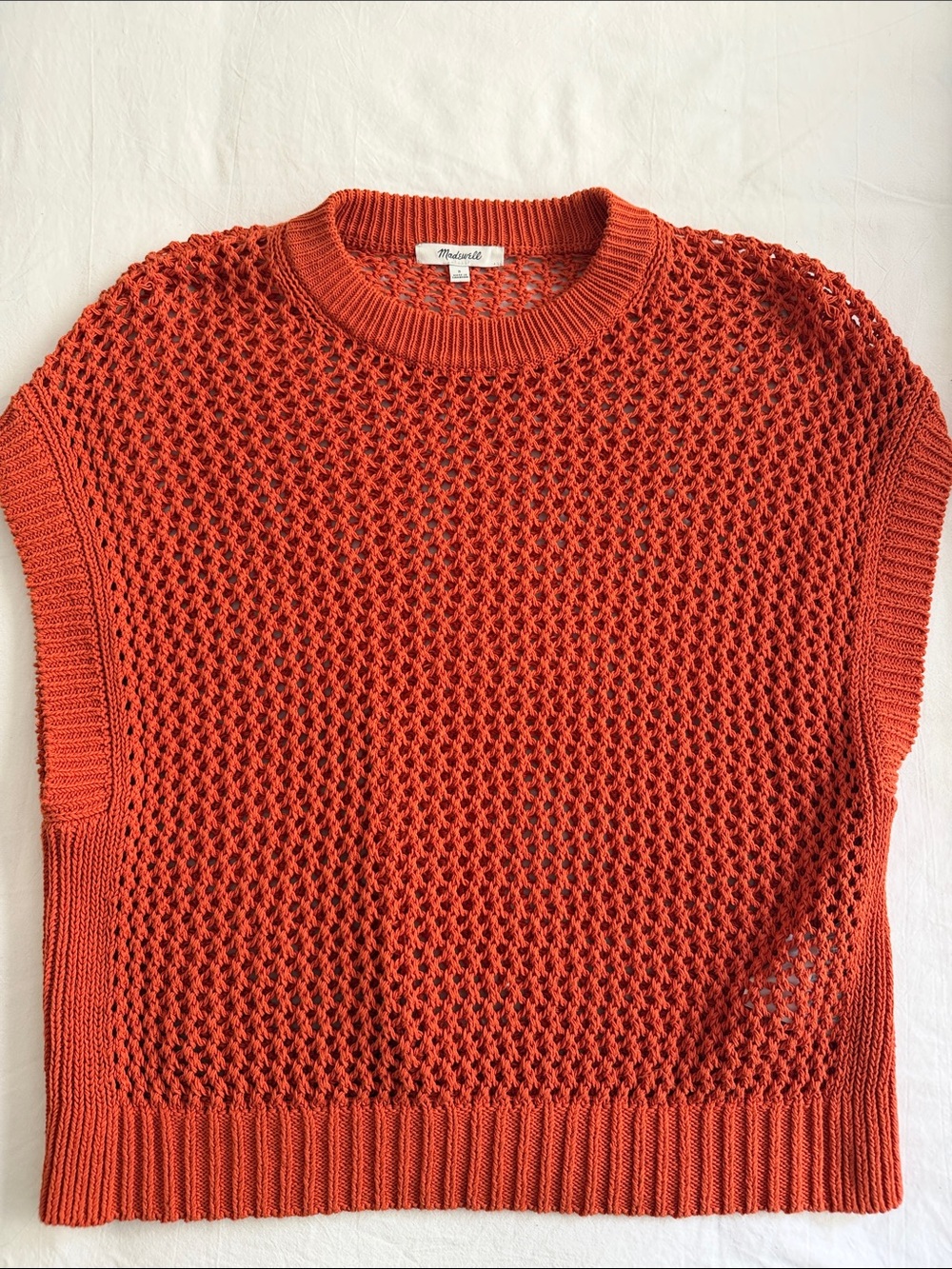 Madewell Open-Knit Sleeveless Crew in Burnt Orange